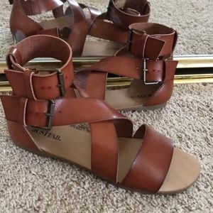 Tan buckle sandals
